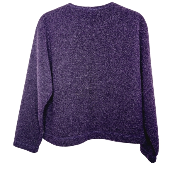 Coldwater Creek Women's Cardigan Wool Blend Small Embroidered Purple   Made USA - Picture 4 of 12